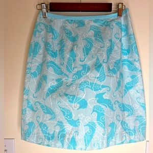 Vintage Lilly Pulitzer Seahorse Skirt Size‎ 2 White Label